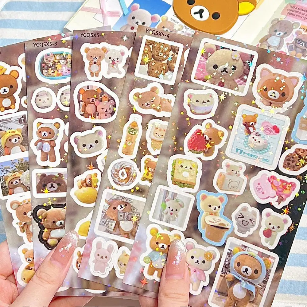 Rilakkuma art paper Flash film Cutting film Stickers Paper ID Photo Stickers Water cup trunk decorate Hand account diy decorate