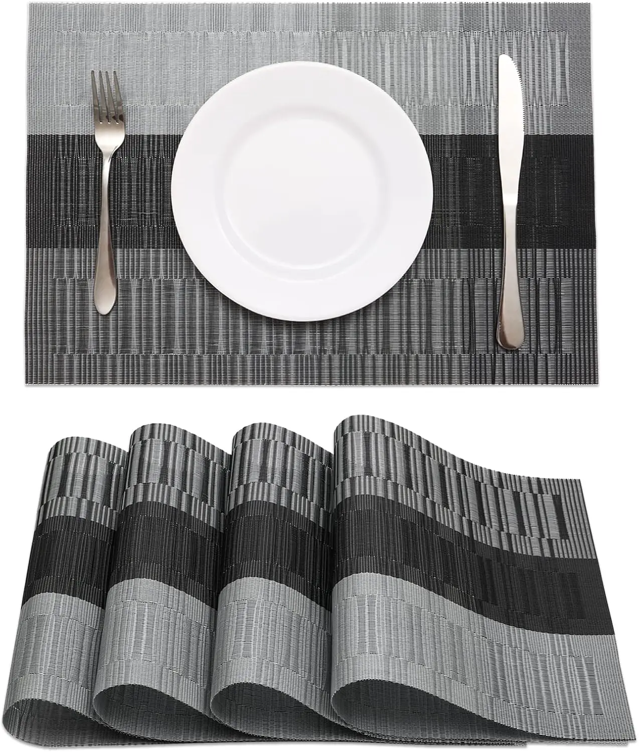 

4-10Pcs-Woven PVC Placemats,Thickened heat-resistant table mats,washable without fading,suitable For dining table,kitchen