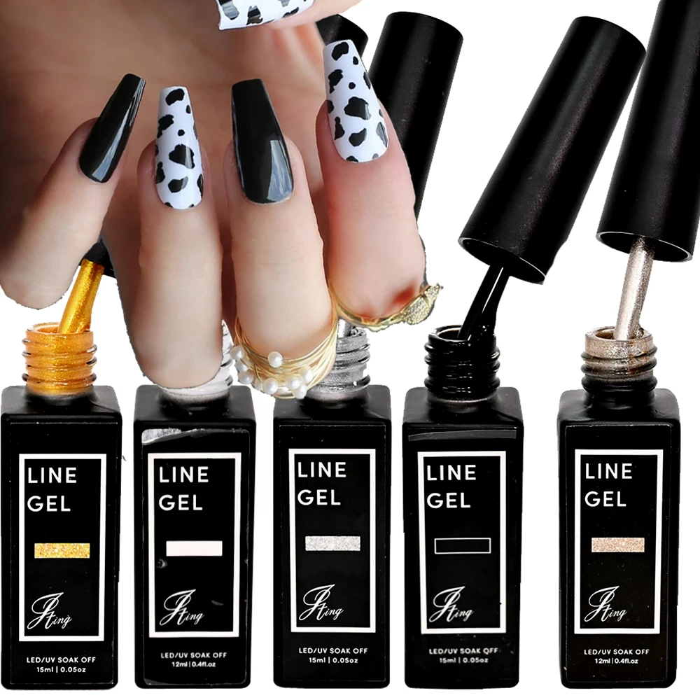 15/7/5ml Black White Graffiti Line French Nail Painting Gel Semi-Permanent Black White Drawing Gel Polish 2024#UV Painting Gel