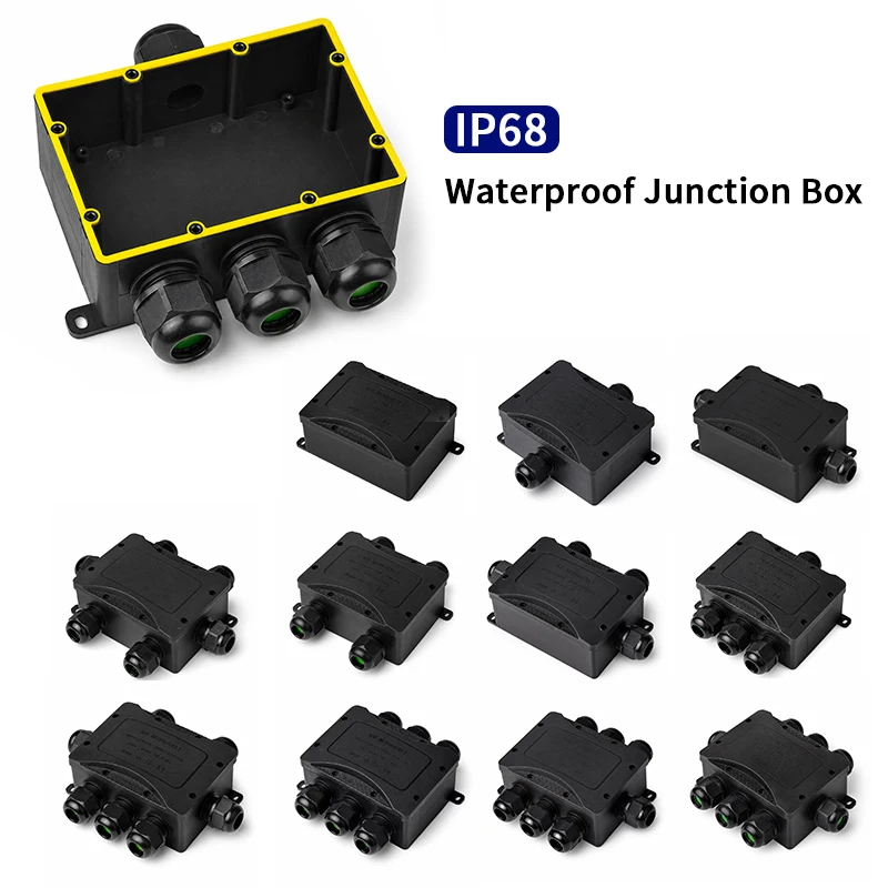 2-8 Way IP68 Waterproof Outdoor Electrical Junction Box M25 Multi Cable Gland Enclosure 450V for Power Distribution Wiring