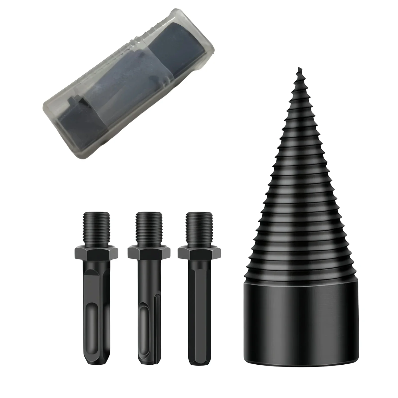 Wood Splitter Drill Bit Cone Splitter 85mm Metal With Three Compatible Handles For And Safe Wood Splitting Work