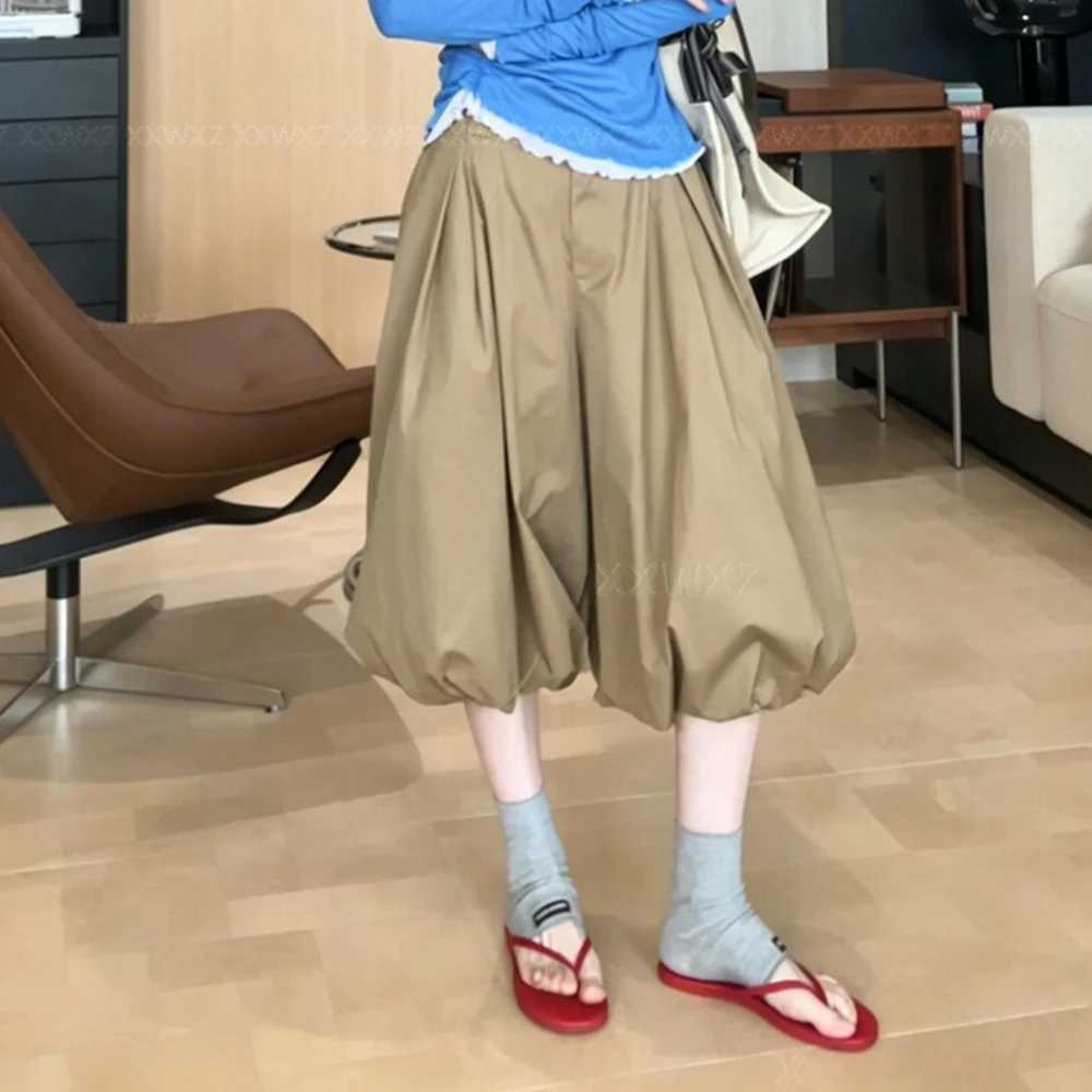South Korea Dongdaemun summer new simple and loose niche lazy high waist wide legs thin versatile casual bloomers