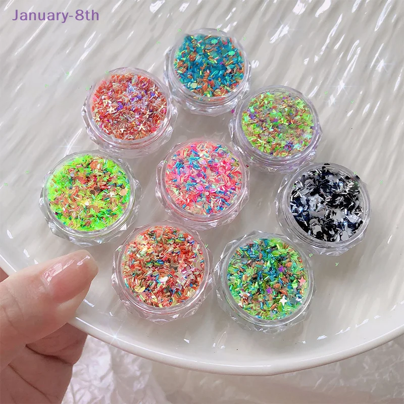 A Box sparly Star Macaron Nails cekiny jasne cekinowe plastry DIY Charm płatki akcesoria dekoracyjne Paillettes