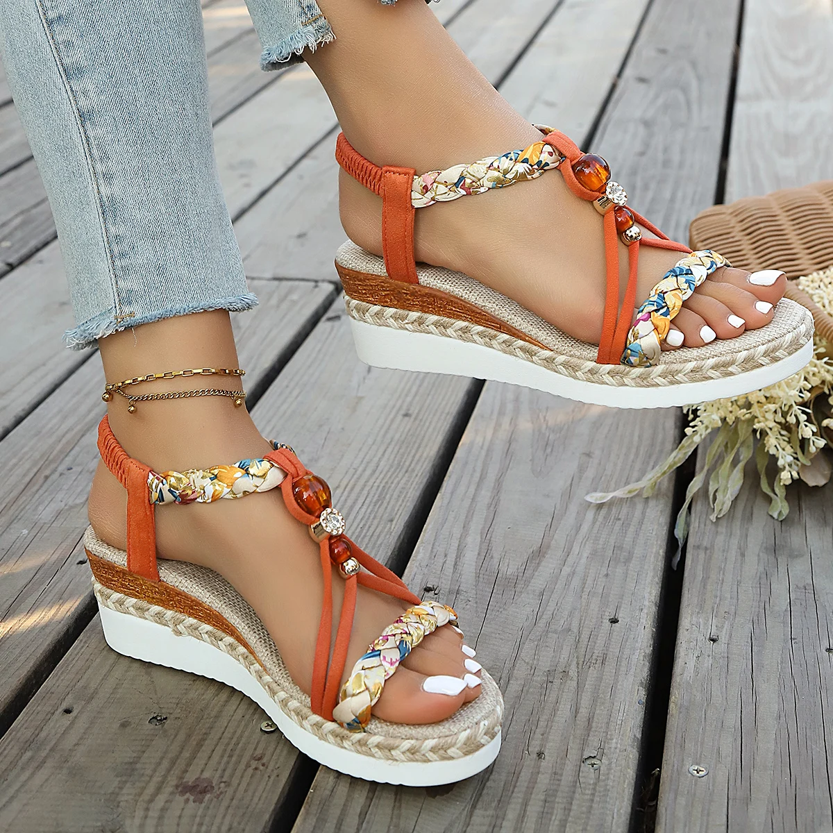 2026 Women Wedge Sandals Summer Braided Band Platform Gladiator Sandals Woman Thick Bottom Beach Shoes Women Zapatos De Mujer - view 6