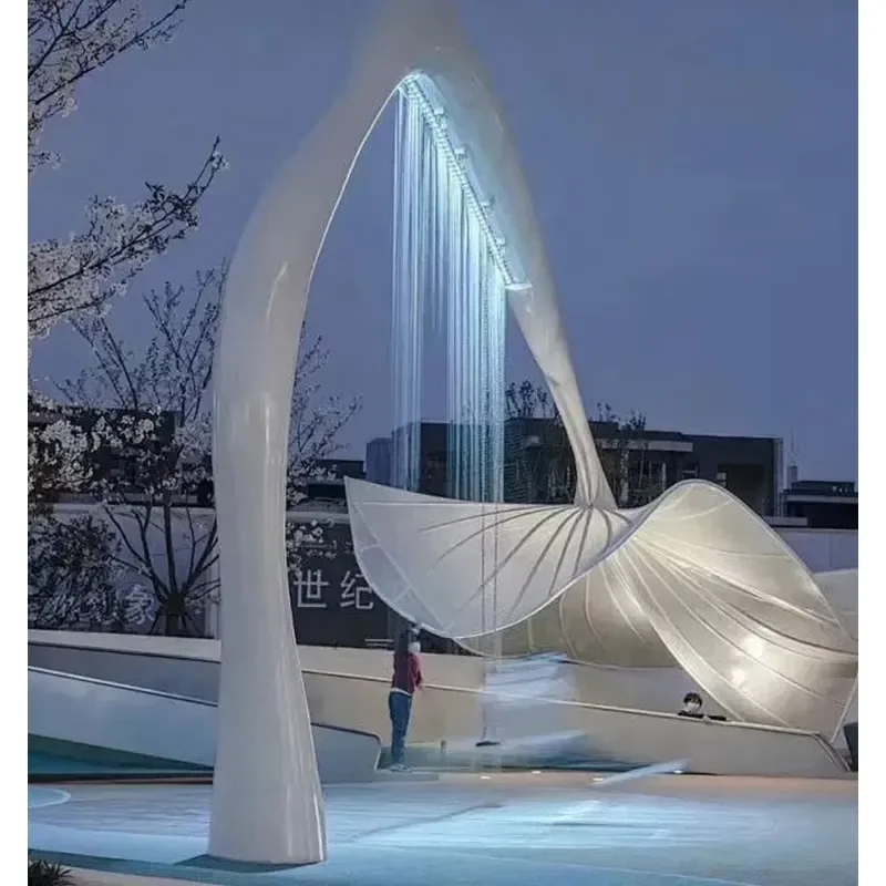 for Public Garden Artificial Waterfall Rain Curtain Outdoor Water Feature Fountain Decorative Water Curtain Patio Yard Decor