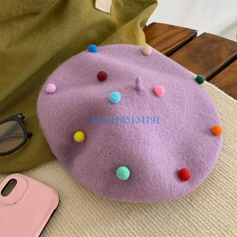 98km Winter Wool Hat Artist Painter Hat Comfortable Sweet Women Hat for Ladies Accessory