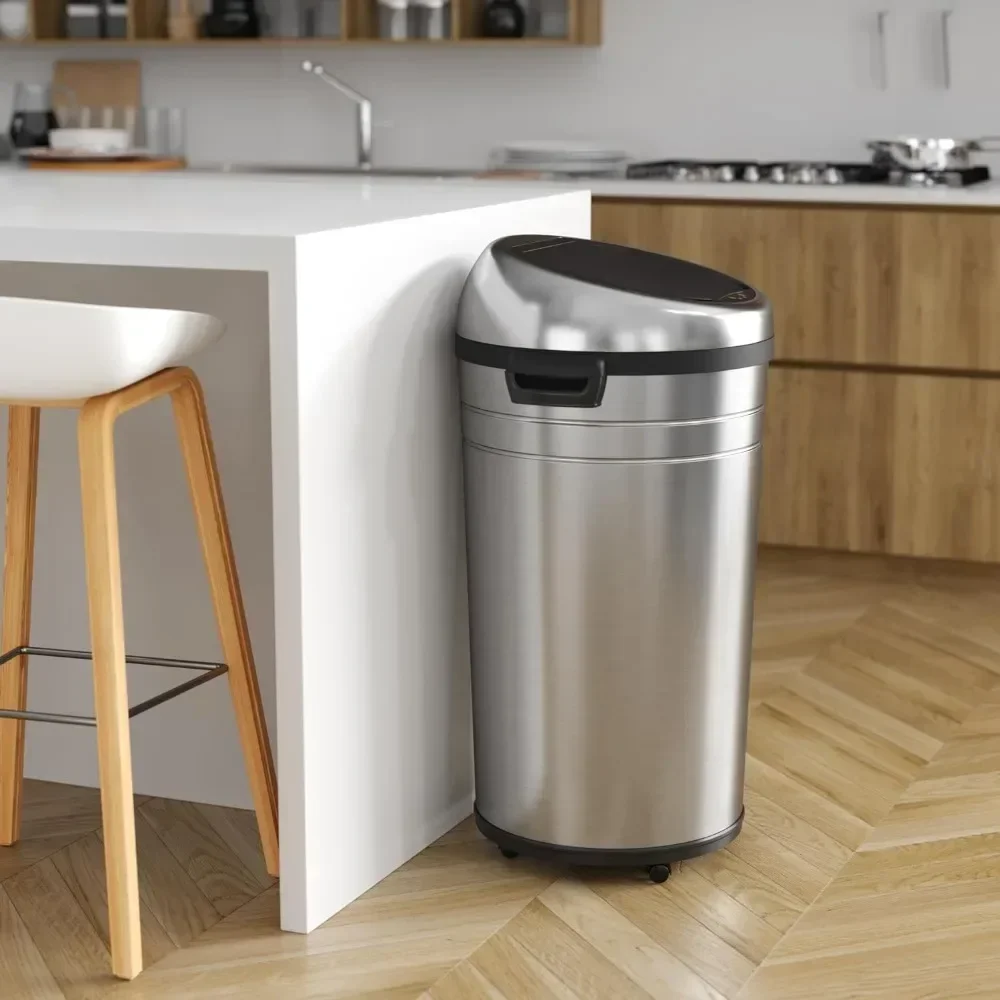 23 Gallon Commercial Size Touchless Trash Can With AbsorbX Odor Control System Bin Stainless Steel Dustbin Household Cleaning