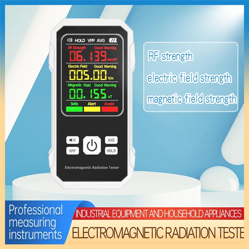 Electromagnetic Radiation Detector Electric Magnetic Field Tester Meter RF Strength Detection Device with Sound Alarm(B)