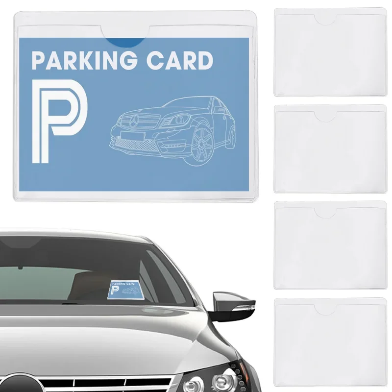 Card Cover Plastic Self-Adhesive Windshield Clear Card Holder Organizing Cover Card Label Cards Pocket Car Sticker