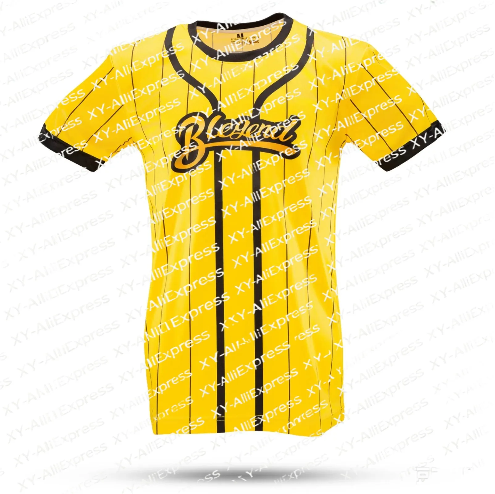 Men Athletic Short Sleeve Tee, Bold Yellow Stripe Art Print Quick Dry T Shirt for Workout & Everyday Casual Wear