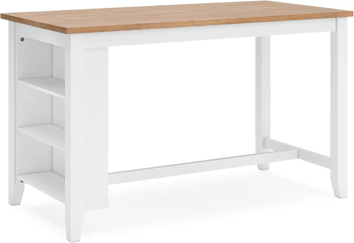 Signature Design by Ashley 1-Piece Counter Height Dining Table, 60-Inch | 60-inch butcher block veneer top with 3 storage shelve