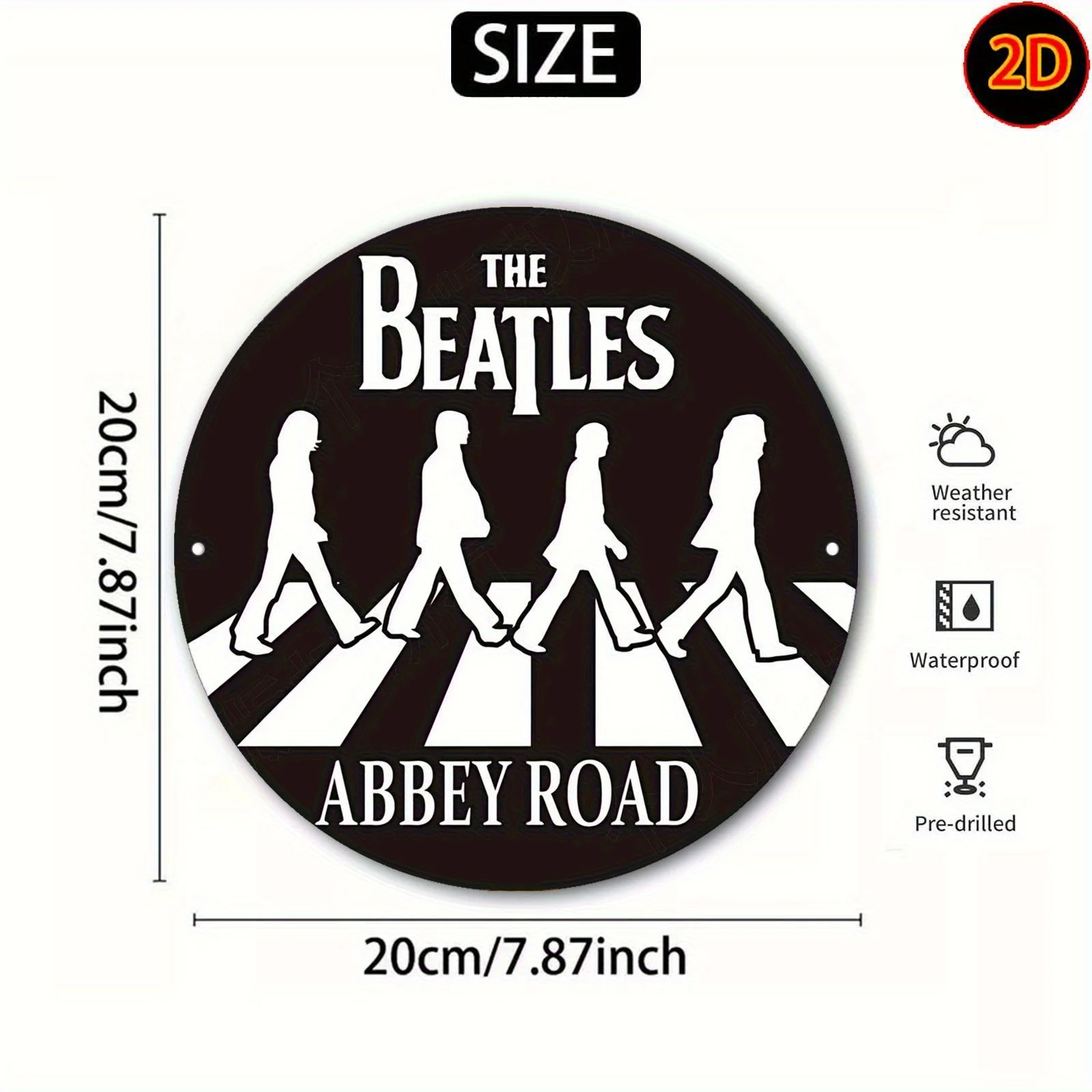2D Flat, 1pc Beatles Abigail Road Album Vintage Logo Wall Plaque - Retro Music Sign for, Bar & Outdoor Decor - Durable Aluminum