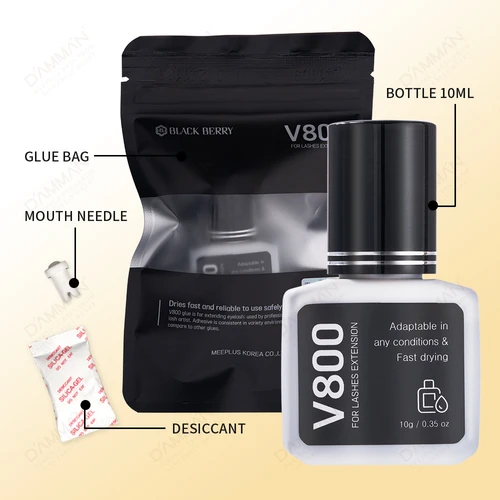 Imagen 2 del producto 2 botellas de 10ML V800 pegamento para pestañas injerto de pestañas adhesivo negro 1s secado rápido adhesivo profesional para pestañas para salón