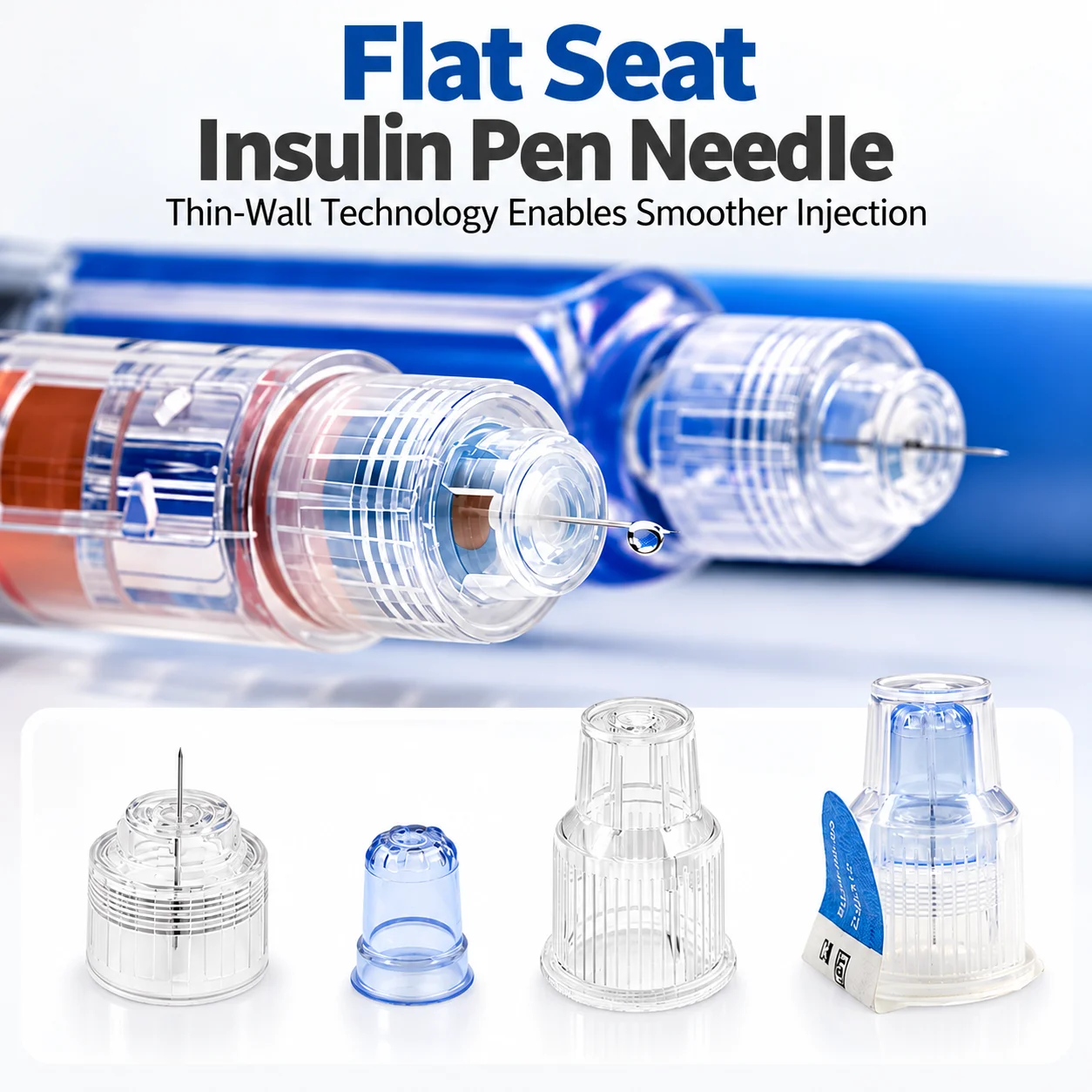 100Pcs Flat Seat Insulin Pen Needle Low-Pain Sterile 31G 32G Magic Pen Peptide Needle Tattoo Needle for Daily Beauty Care