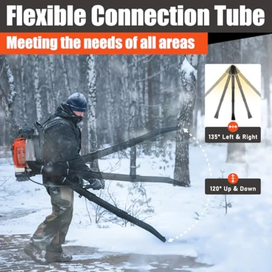 Ventilador de folhas movido a gás com mochila 65CC com 884 CFM e 3,8 HP para limpeza externa de quintal e remoção de neve com 2 ciclos