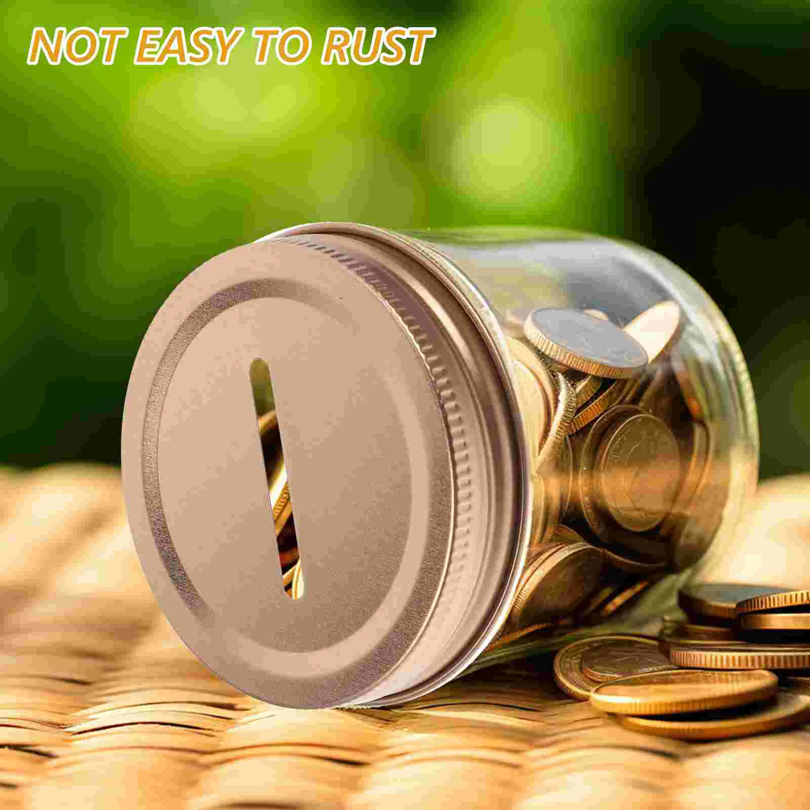 20 Pcs Waterbottle Mason Piggy Bank Lid Coin Slot Caps Lids Tinplate Cup Covers Jar Sealing for Home Work