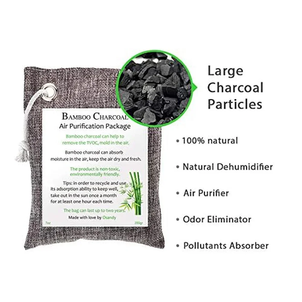 

1PC Bamboo Charcoal Air Purifying Bag, 200g Natural Air Freshener Bags Natural Bamboo Charcoal Air Purification Bag