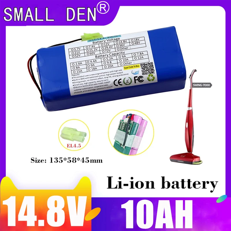 

New 14.8V 10Ah lithium-ion battery pack with BMS Swing vacuum cleaner and rechargeable battery for sweeping machine