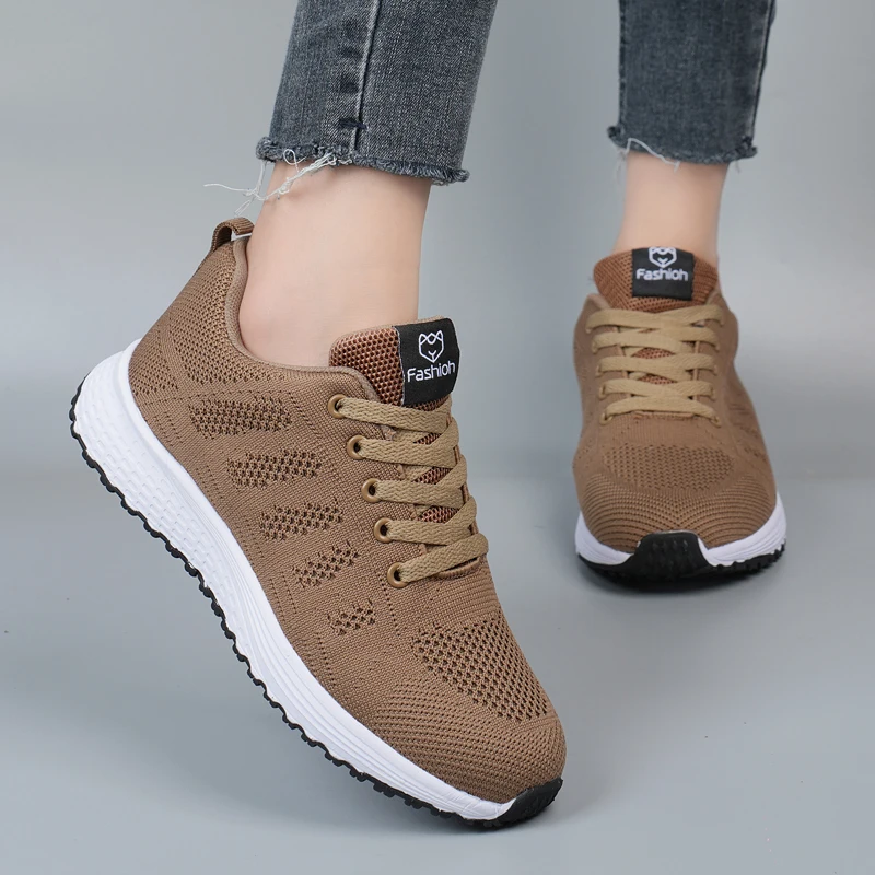 Women Summer Footwear Fashion Tennis Flat Bottomed Comfortable Mesh Outdoor Breathable Leisure Running Sneakers Vulcanized Shoes