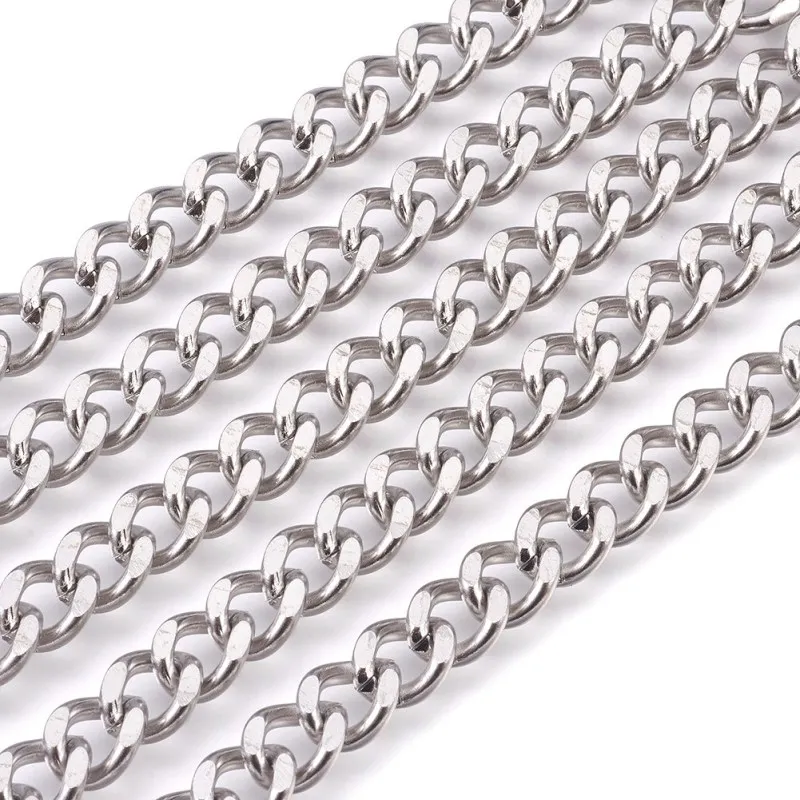 10m Unwelded Stainless Steel Curb Chains Link Chain for Jewelry Making DIY Bracelet Necklace Craft Supplies