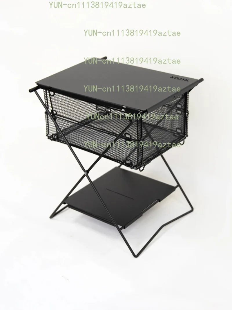 Lightweight Camping Table with Stacking Storage Rack And Drain Basket Portable Outdoor Leisure Furniture Foldable Design