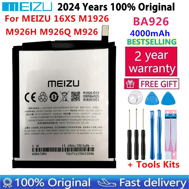 

100% Original BA926 Meizu 4000mAh Battery For Meizu 16XS M1926 M926H M926Q M926 Mobile Phone High Quality Batteries Bateria