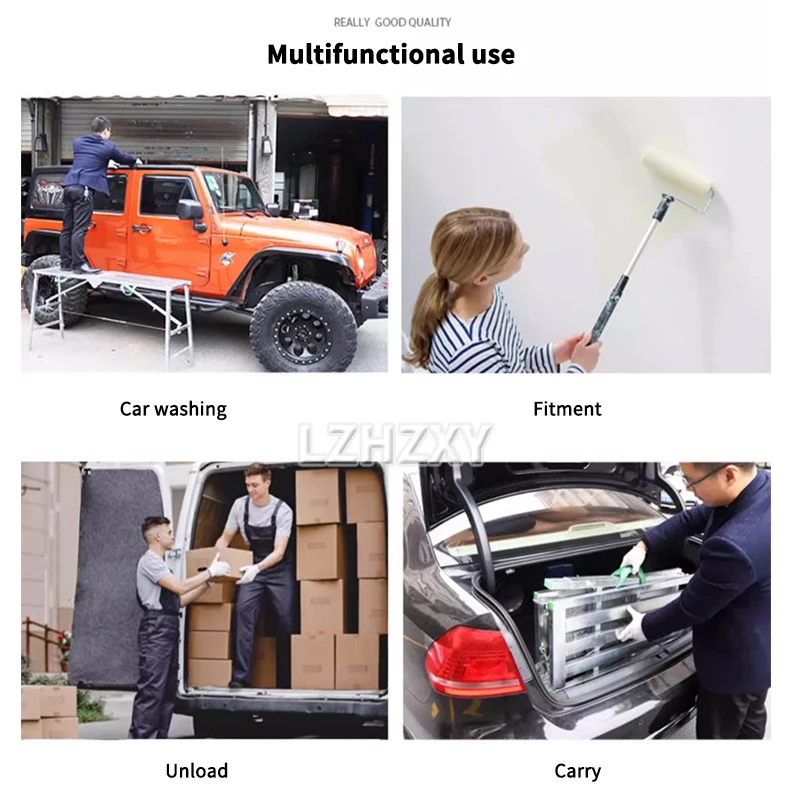 Banc d'échelle de tabouret de cloison sèche en aluminium avec pieds coordonnants pour laver les véhicules, plate-forme de travail pliante, capacité de charge de 150kg