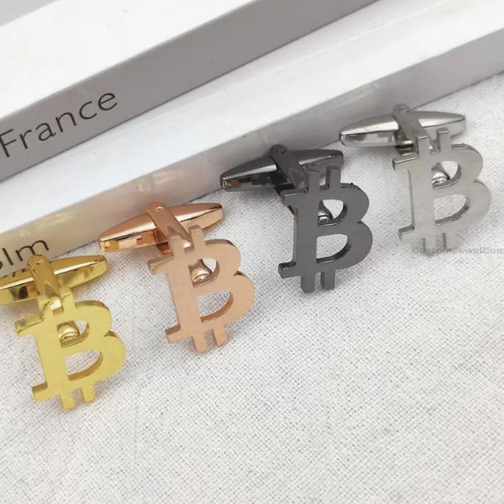 Men's Bitcoin cufflinks | Bitcoin themed men's gifts, blockchain business jewelry, cryptocurrency investor accessories