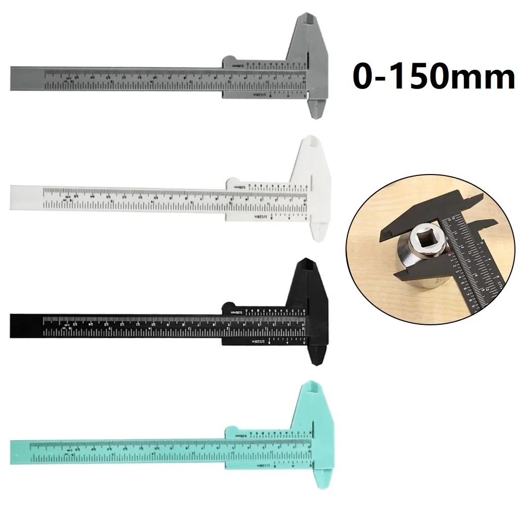 1PC 0-150mm Vernier Caliper Double Rule Scale Plastic Dial Gauge Micrometer Measuring Ruler Inside Diameter Depth Meter Tools