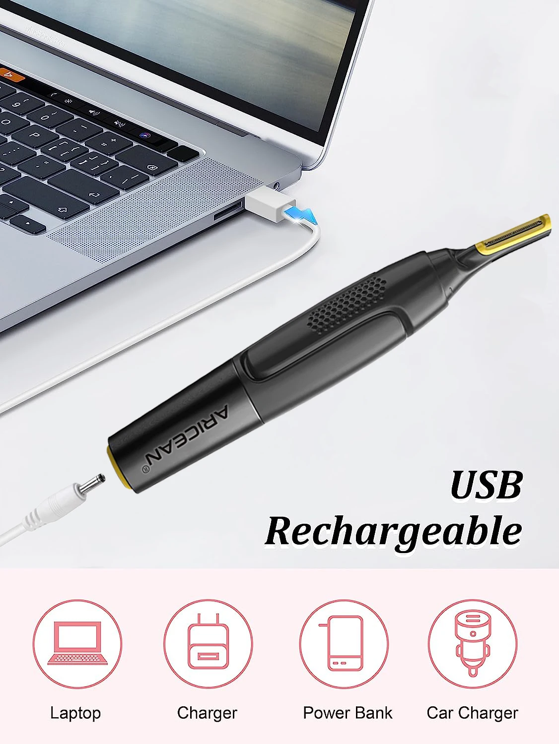 ماكينة تشذيب شعر الأنف والأذن، ماكينة تشذيب شعر احترافية للرجال والنساء مع ضوء LED