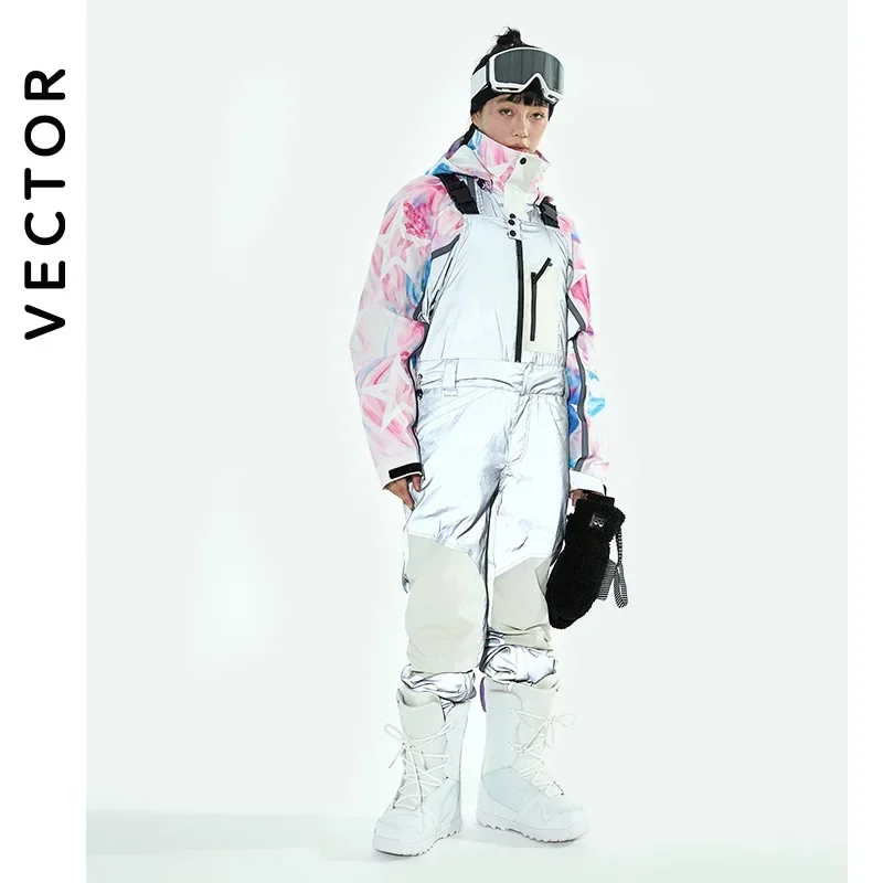 VECTOR Herren- und Damen-Skihose, abnehmbar, zweiteilig, Overall, Lätzchen, wasserdicht, Winter, warm und winddicht, Outdoor-Sport, Snowboard