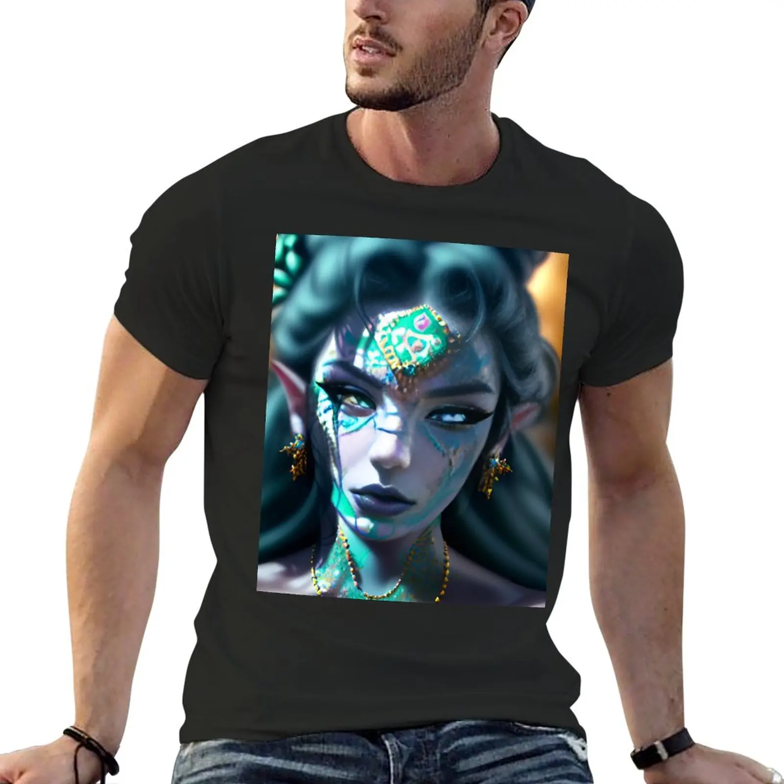 New super kawaii futuristic anime girl wallpaper vaporewave aesthetic blue designs T-Shirt anime Men's t-shirts