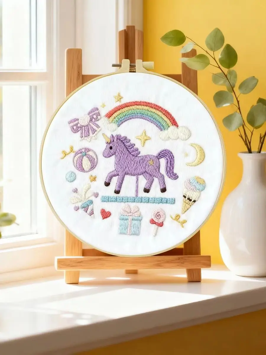 1 Stück 20X20CM/15X15CM 7,87/6,3 Zoll Tier - Pferd Stickerei Starter-Kit DIY-Kit DIY-Stickerei-Set Handarbeiten Malerei – Detail 6