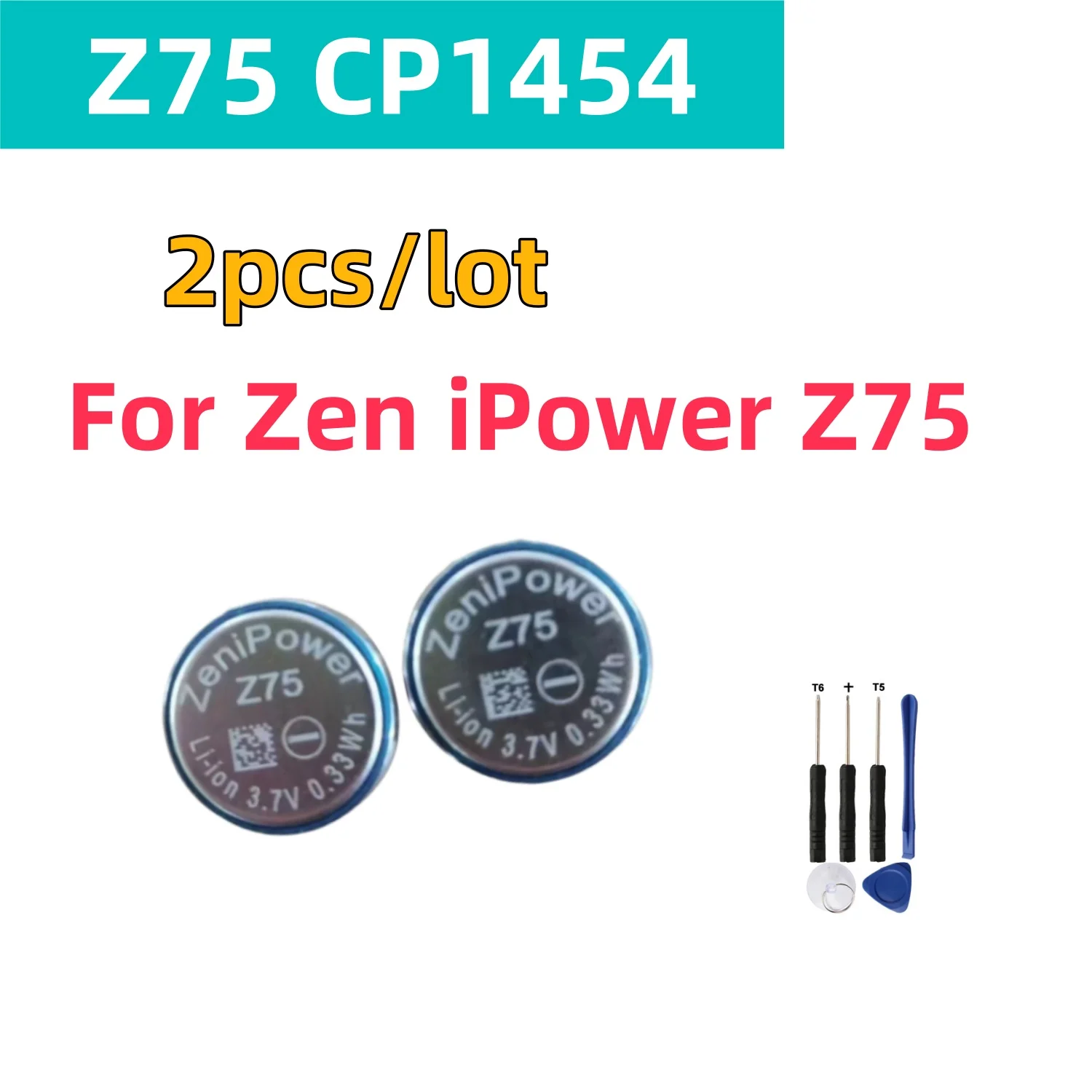 2pcs/lot Z75 New CP1454 3.7v For ZeniPower Z75 Battery for Tws Earphone+ Free Tools