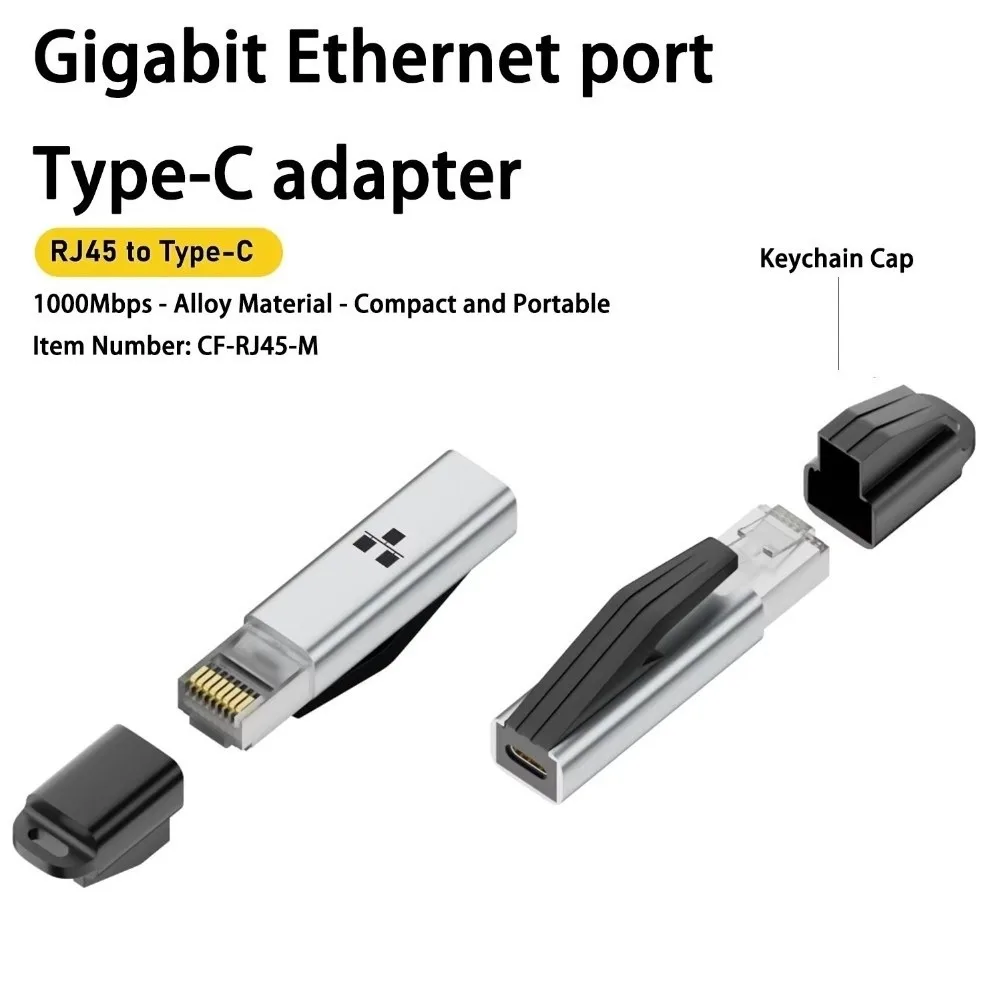 Type-C Female To RJ45 Male USB C To Ethernet Adapter 1000Mbps Portable Design Network Converter High Speed Transfer