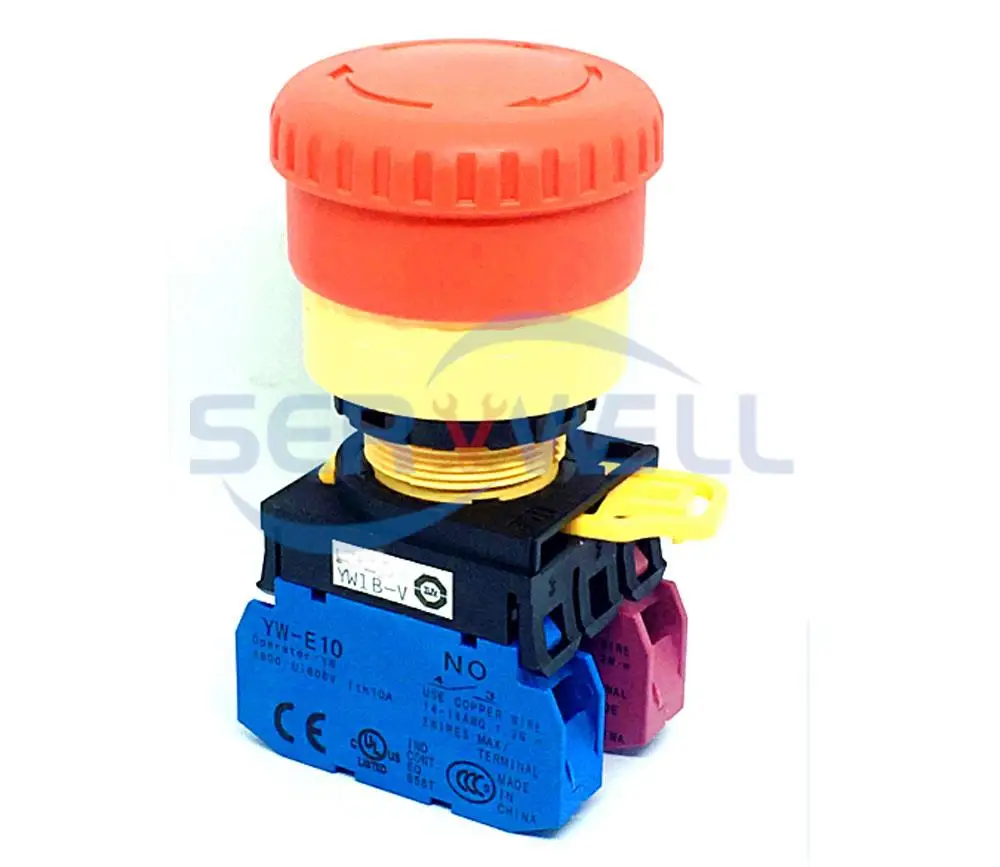 1Pc 1NO 1NC 2NO 2NC 3NC Red Sign Signal Mushroom PushButton EmergencyStop Switch YW1B-V4E11R YW1B-V4E01R V4E11 21 02 10 20 03 12