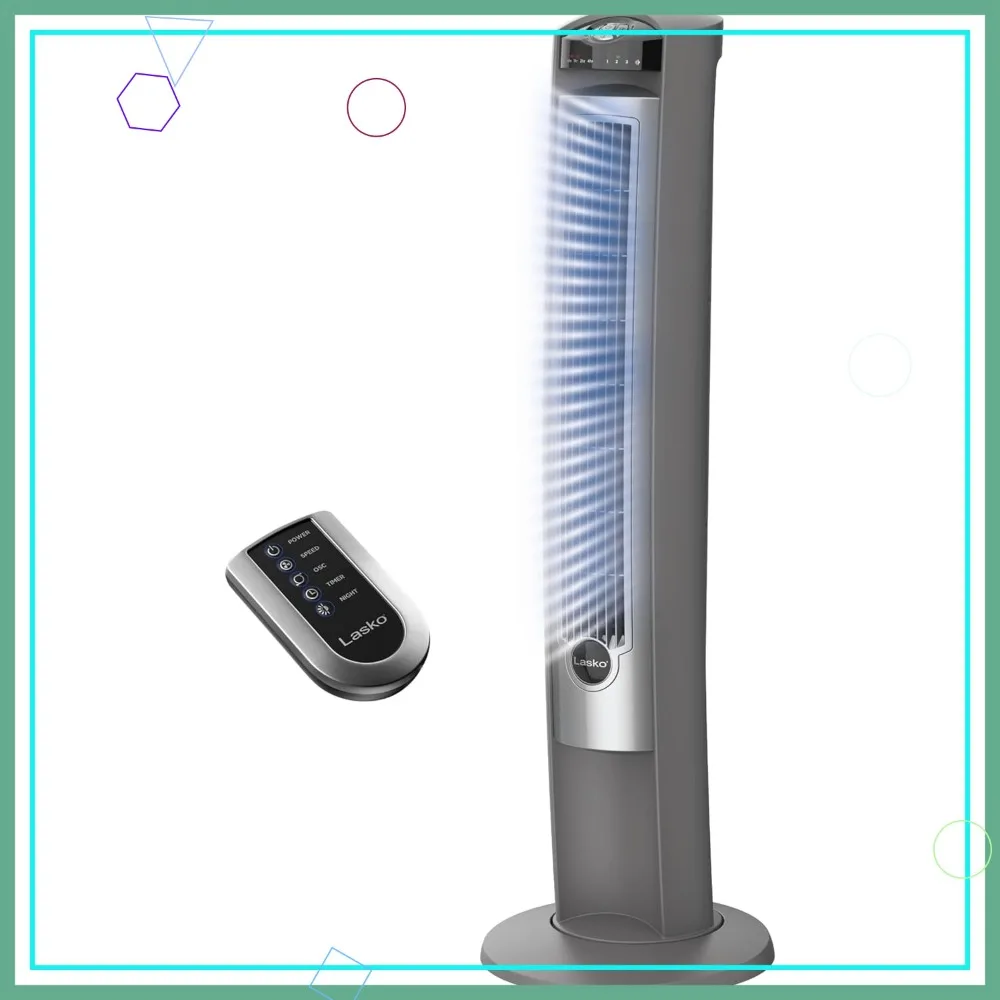 

42" Oscillating Tower Fan with Remote, Quiet Floor Fan for Bedroom, Silver