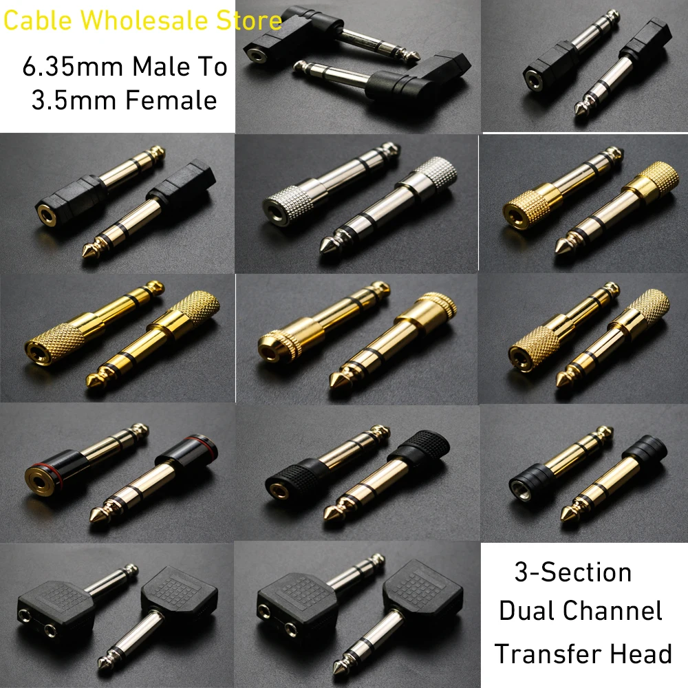 

1Pc 6.35mm Male To 3.5mm Female Connector Transfer Head Stereo Coupler Adapter Dual Mono Stereo Plug Jack Suitable For IPhone PC