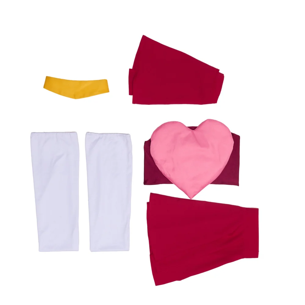 

Miss Heed Cosplay Costume Sexy Pink Heart Top Pleated Skirt Halloween Christmas Carnival Party Role Play Suit