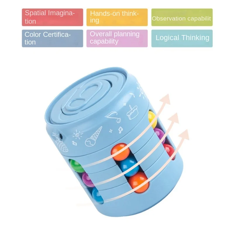 Decompression Toys Rotating Magic Bean Cube Cans Fidgeting Toy Educational Toy Rotating Can Children\'s Puzzle Stress Relief Toy