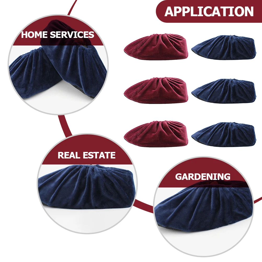 

6 Pcs Reusable Flannel Shoe Covers Elastic Breathable Cloth Shoes Case For Home Real Estate Open House Supplies