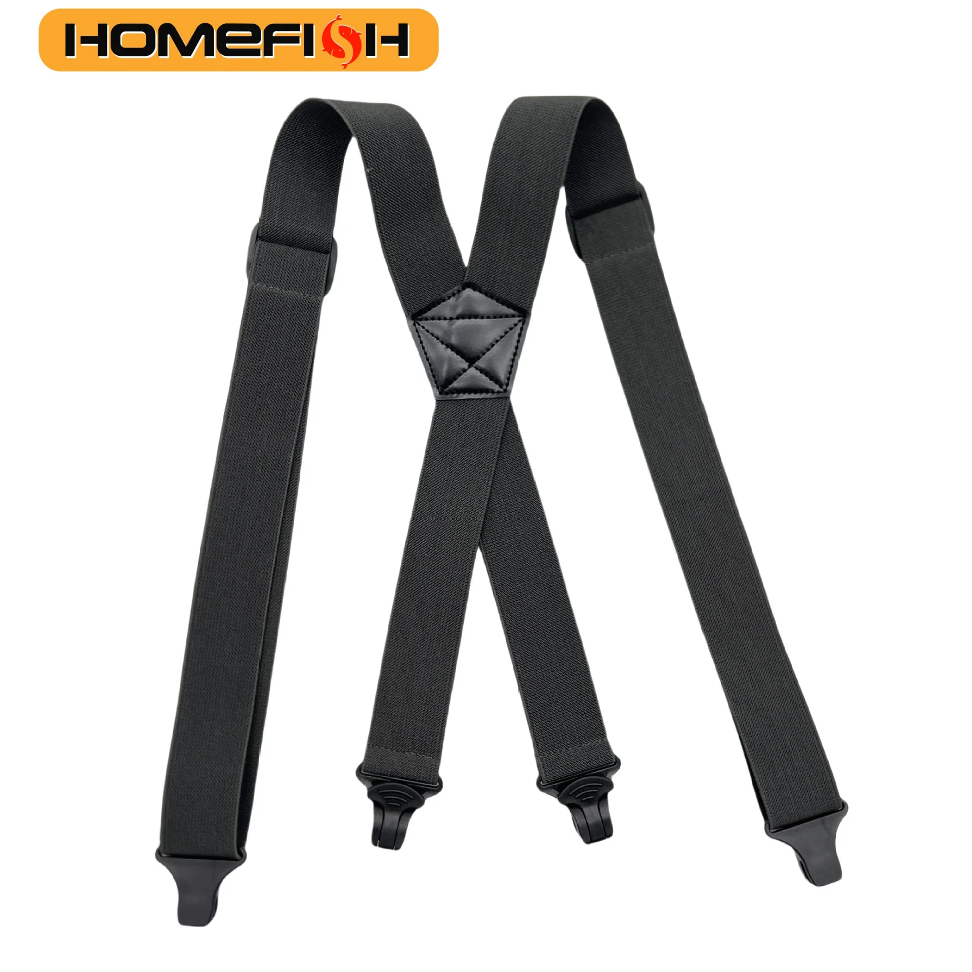 Heavy Duty Work Suspenders for Men 3.8cm Wide X-Back with Plastic Gripper Clasps Adjustable Elastic Trouser Pants Braces-Black