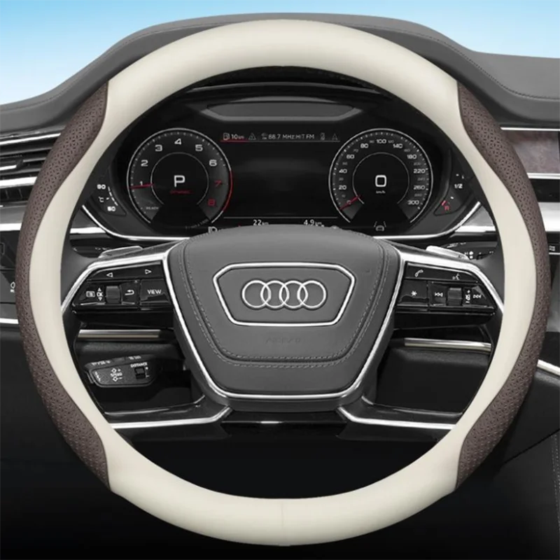 Leather Car Steering Wheel Cover For Audi Q5L Q3 Sportback 2013 2014 2015 2016 2018 2019 2020 2023 All Seasons Car Accessories