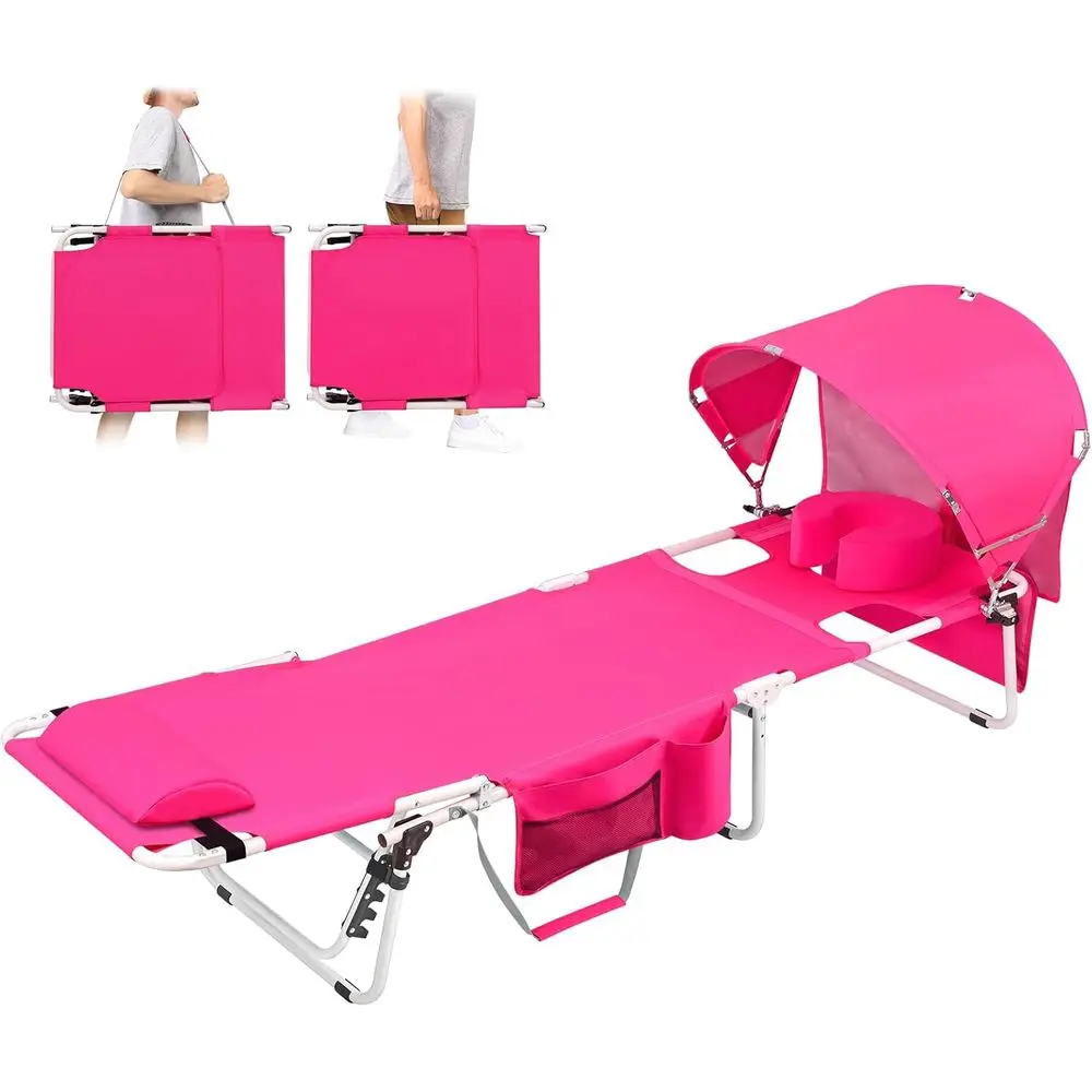 

Tanning Chair with Sun ace Hole Soter Padded Adjustable Washable, Heavy Duty Layout olding Lounge Chair or Adults Outside Beach