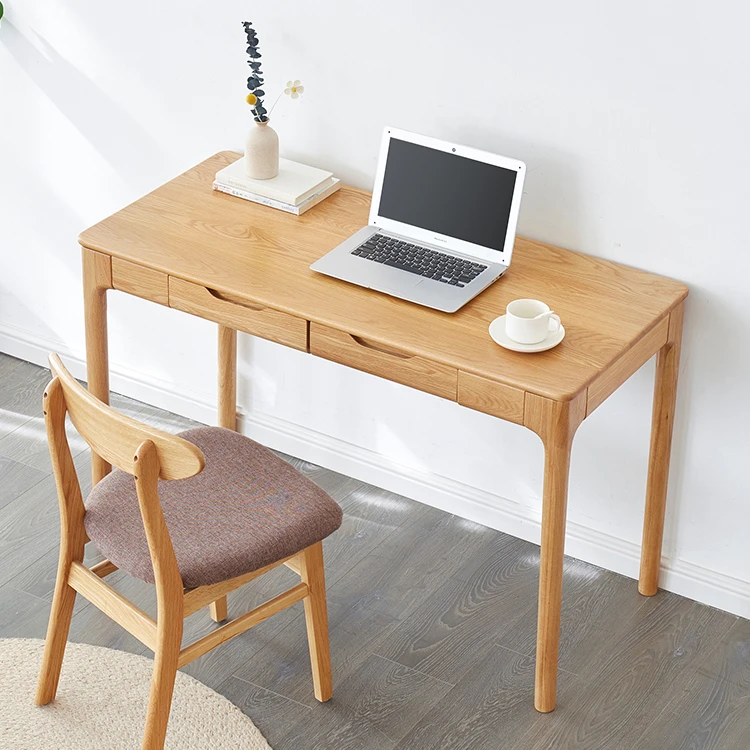 

Modern Simple Style Wooden Oak Computer Desks Study Table Office Desks with 2 Drawers