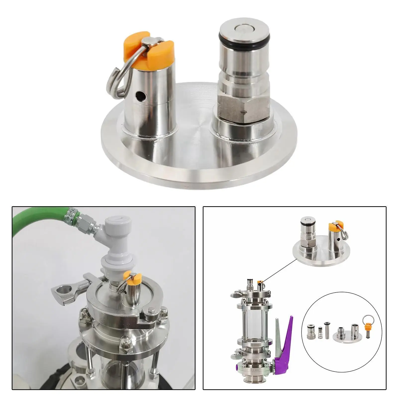 Universal Stainless Steel Ball Convert Lid End Cap with PRV for Fermenter Brewing Equipment Homebrew Use