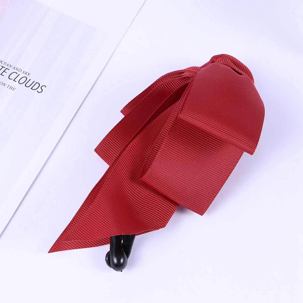 

1pc Claw Clips Three Layers Bowknot Ribbon Large Non-Slip Clamps For Women Girls Red Comfortable All Season Use Fashionable