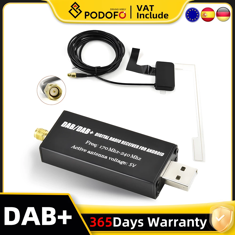 Car DAB Radio Receiver Digital Adapter Tuner Box USB Android Radio DAB + Digital Audio Broadcasting Antenna For Multimedia Playe