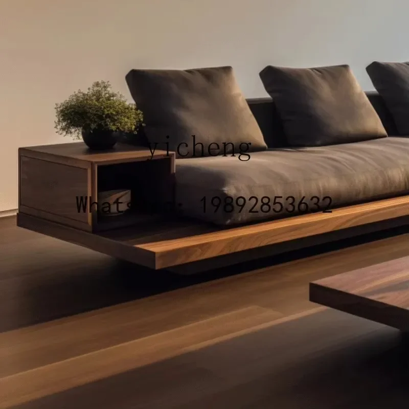

W27- Song's Aesthetics Solid Wood Straight Row Black Walnut Sofa White Ash Simple Living Room Villa Fabric Sofa
