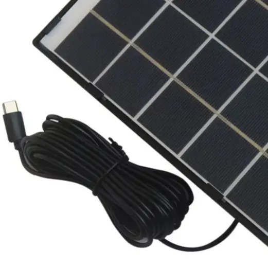 6W Polycrystalline Solar Panel Type-C Output 5M Cable For Outdoor Security Camera And Garden Light Charging Kit